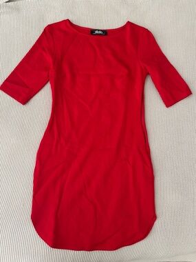Lulu's Red Midi Dress with Half Sleeves